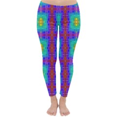 Groovy Green Orange Blue Yellow Square Pattern Classic Winter Leggings