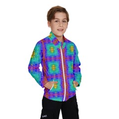 Groovy Green Orange Blue Yellow Square Pattern Kids  Windbreaker