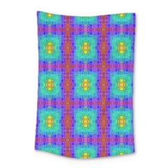 Groovy Green Orange Blue Yellow Square Pattern Small Tapestry