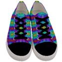 Groovy Green Orange Blue Yellow Square Pattern Men s Low Top Canvas Sneakers View1