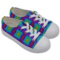 Groovy Green Orange Blue Yellow Square Pattern Kids  Low Top Canvas Sneakers View3