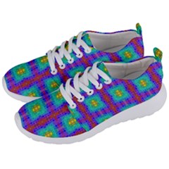 Groovy Green Orange Blue Yellow Square Pattern Men s Lightweight Sports Shoes by BrightVibesDesign