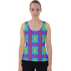 Groovy Green Orange Blue Yellow Square Pattern Velvet Tank Top by BrightVibesDesign