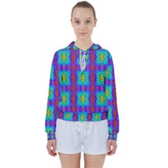 Groovy Green Orange Blue Yellow Square Pattern Women s Tie Up Sweat