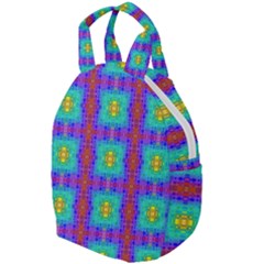 Groovy Green Orange Blue Yellow Square Pattern Travel Backpacks by BrightVibesDesign