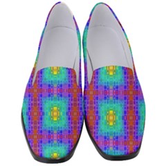 Groovy Green Orange Blue Yellow Square Pattern Women s Classic Loafer Heels by BrightVibesDesign