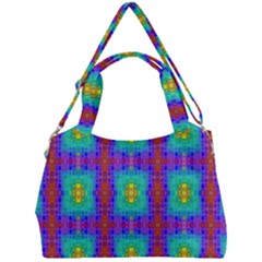 Groovy Green Orange Blue Yellow Square Pattern Double Compartment Shoulder Bag by BrightVibesDesign