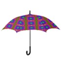 Groovy Purple Green Pink Square Pattern Hook Handle Umbrellas (Medium) View3