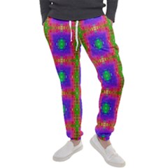 Groovy Purple Green Pink Square Pattern Men s Jogger Sweatpants