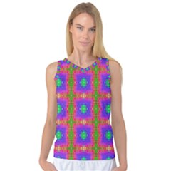 Groovy Purple Green Pink Square Pattern Women s Basketball Tank Top by BrightVibesDesign