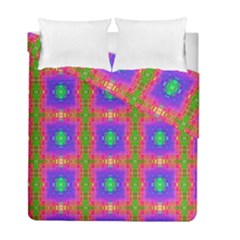 Groovy Purple Green Pink Square Pattern Duvet Cover Double Side (full/ Double Size)