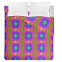 Groovy Purple Green Pink Square Pattern Duvet Cover Double Side (Queen Size) View1