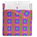 Groovy Purple Green Pink Square Pattern Duvet Cover Double Side (Queen Size) View2