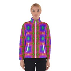 Groovy Purple Green Pink Square Pattern Winter Jacket