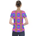 Groovy Purple Green Pink Square Pattern Short Sleeve Front Detail Top View2