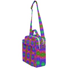 Groovy Purple Green Pink Square Pattern Crossbody Day Bag