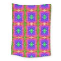 Groovy Purple Green Pink Square Pattern Medium Tapestry