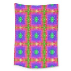 Groovy Purple Green Pink Square Pattern Large Tapestry