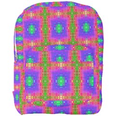 Groovy Purple Green Pink Square Pattern Full Print Backpack by BrightVibesDesign