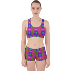 Groovy Purple Green Pink Square Pattern Work It Out Gym Set by BrightVibesDesign