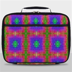 Groovy Purple Green Pink Square Pattern Full Print Lunch Bag by BrightVibesDesign