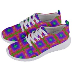 Groovy Purple Green Pink Square Pattern Men s Lightweight Sports Shoes by BrightVibesDesign