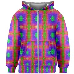 Groovy Purple Green Pink Square Pattern Kids  Zipper Hoodie Without Drawstring