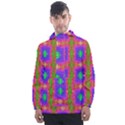 Groovy Purple Green Pink Square Pattern Men s Front Pocket Pullover Windbreaker View1