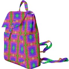 Groovy Purple Green Pink Square Pattern Buckle Everyday Backpack by BrightVibesDesign