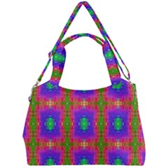 Groovy Purple Green Pink Square Pattern Double Compartment Shoulder Bag by BrightVibesDesign