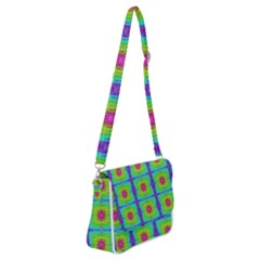 Groovy Yellow Pink Purple Square Pattern Shoulder Bag With Back Zipper by BrightVibesDesign