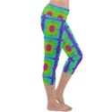 Groovy Yellow Pink Purple Square Pattern Capri Yoga Leggings View3