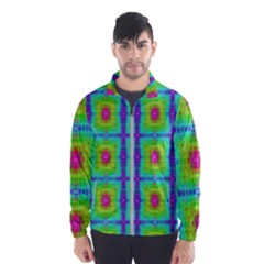 Groovy Yellow Pink Purple Square Pattern Men s Windbreaker