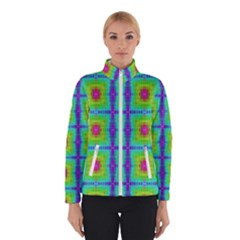 Groovy Yellow Pink Purple Square Pattern Winter Jacket