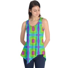 Groovy Yellow Pink Purple Square Pattern Sleeveless Tunic by BrightVibesDesign