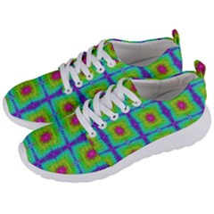 Groovy Yellow Pink Purple Square Pattern Men s Lightweight Sports Shoes by BrightVibesDesign