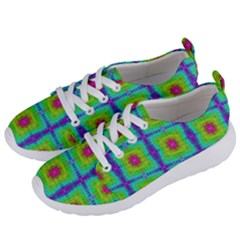 Groovy Yellow Pink Purple Square Pattern Women s Lightweight Sports Shoes by BrightVibesDesign