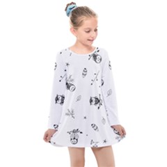 Wise And Big Eyes Kids  Long Sleeve Dress by WensdaiAmbrose