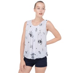 Wise And Big Eyes Bubble Hem Chiffon Tank Top