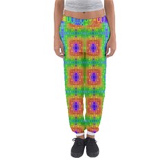 Groovy Purple Green Blue Orange Square Pattern Women s Jogger Sweatpants by BrightVibesDesign