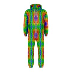 Groovy Purple Green Blue Orange Square Pattern Hooded Jumpsuit (kids)