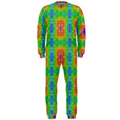 Groovy Purple Green Blue Orange Square Pattern Onepiece Jumpsuit (men)  by BrightVibesDesign