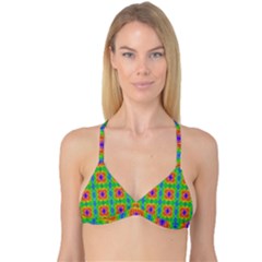 Groovy Purple Green Blue Orange Square Pattern Reversible Tri Bikini Top by BrightVibesDesign