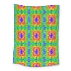 Groovy Purple Green Blue Orange Square Pattern Medium Tapestry