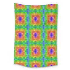 Groovy Purple Green Blue Orange Square Pattern Large Tapestry