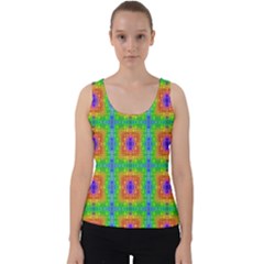 Groovy Purple Green Blue Orange Square Pattern Velvet Tank Top by BrightVibesDesign