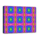 Groovy Pink Blue Yellow Square Pattern Canvas 14  x 11  (Stretched) View1