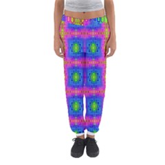 Groovy Pink Blue Yellow Square Pattern Women s Jogger Sweatpants by BrightVibesDesign