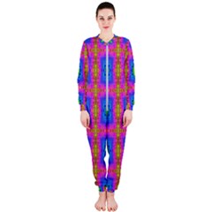 Groovy Pink Blue Yellow Square Pattern Onepiece Jumpsuit (ladies) 