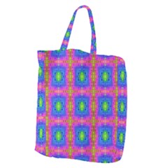 Groovy Pink Blue Yellow Square Pattern Giant Grocery Tote by BrightVibesDesign